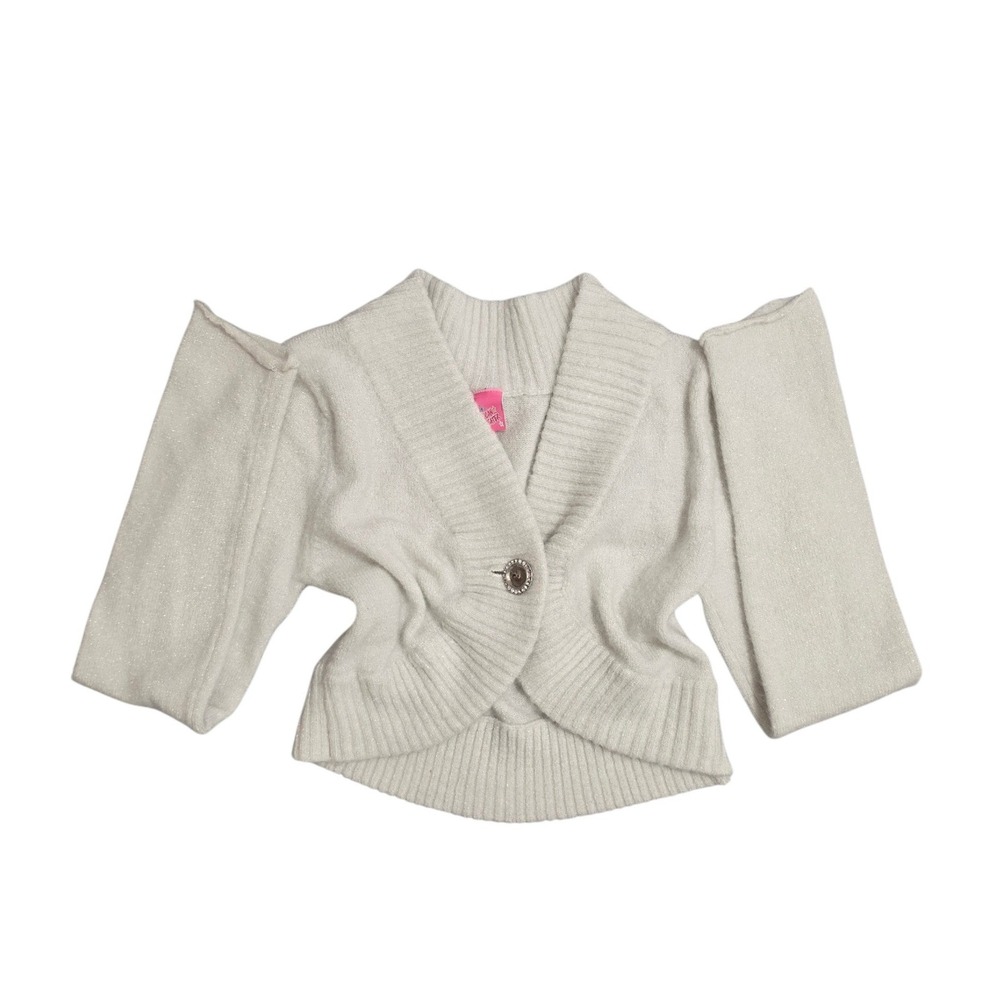 Great American Cream Wrap Knit Crop Sweater Top Women's Size M